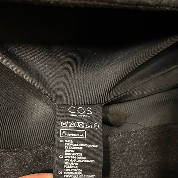 $395 COS Wool Cashmere Coat size 6 charcoal grey excellent condition - Picture 2 of 12